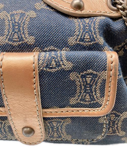 CELINE（セリーヌ）CELINE (セリーヌ) マカダム柄デニムボストンバッグ インディゴ×ブラウンの古着・服飾アイテム