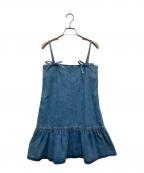 GANNIガニー）の古着「リボンデニムミニワンピース」｜インディゴ