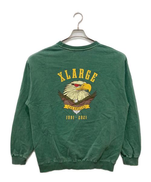 X-LARGE（エクストララージ）X-LARGE (エクストララージ) イーグルロゴピグメントクルーネックスウェット グリーン サイズ:Lの古着・服飾アイテム
