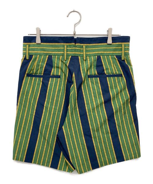 TOGA VIRILIS（トーガ ビリリース）TOGA VIRILIS (トーガ ビリリース) ストライプショートパンツ グリーン×ネイビー サイズ:46の古着・服飾アイテム