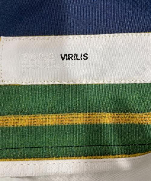 TOGA VIRILIS（トーガ ビリリース）TOGA VIRILIS (トーガ ビリリース) ストライプショートパンツ グリーン×ネイビー サイズ:46の古着・服飾アイテム