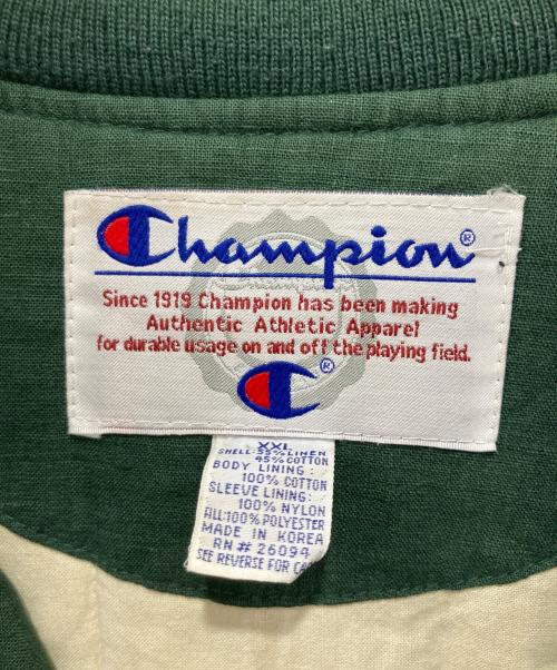 Champion（チャンピオン）Champion (チャンピオン) スタジャン グリーン×ベージュ サイズ:XXLの古着・服飾アイテム