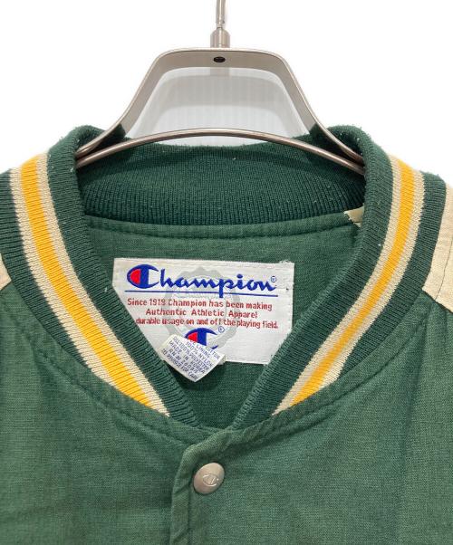 Champion（チャンピオン）Champion (チャンピオン) スタジャン グリーン×ベージュ サイズ:XXLの古着・服飾アイテム