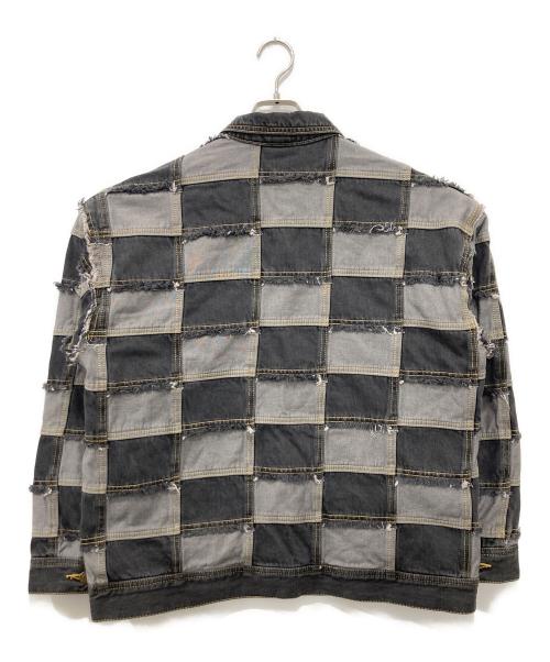 X-GIRL（エックスガール）X-girl (エックスガール) PATCHWORK DENIM JACKET グレー×ブラック サイズ:Mの古着・服飾アイテム
