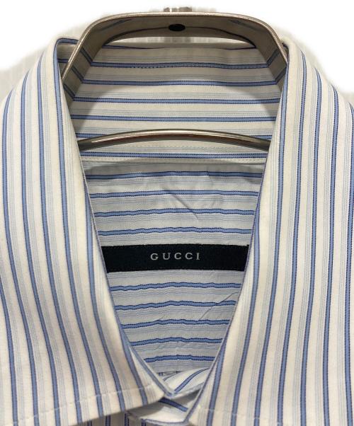 GUCCI（グッチ）GUCCI (グッチ) ストライプシャツ ブルー サイズ:38/15の古着・服飾アイテム