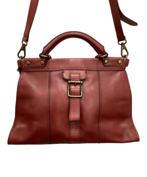 FOSSIL（フォッシル）FOSSIL (フォッシル) 2WAYレザーバッグ レッドの古着・服飾アイテム