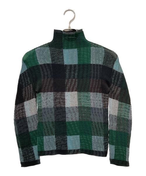 me ISSEY MIYAKE（ミーイッセイ ミヤケ）me ISSEY MIYAKE (ミーイッセイ ミヤケ) プリーツカットソー グリーン サイズ:-の古着・服飾アイテム