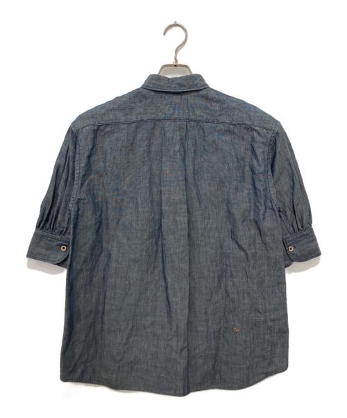 45R（フォーティファイブ・アール）45R (フォーティファイブ・アール) 綿麻瑠璃ダンガリーの5分袖クッペシャツ インディゴ サイズ:2の古着・服飾アイテム