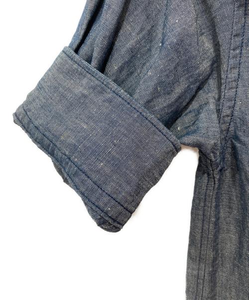 45R（フォーティファイブ・アール）45R (フォーティファイブ・アール) 綿麻瑠璃ダンガリーの5分袖クッペシャツ インディゴ サイズ:2の古着・服飾アイテム
