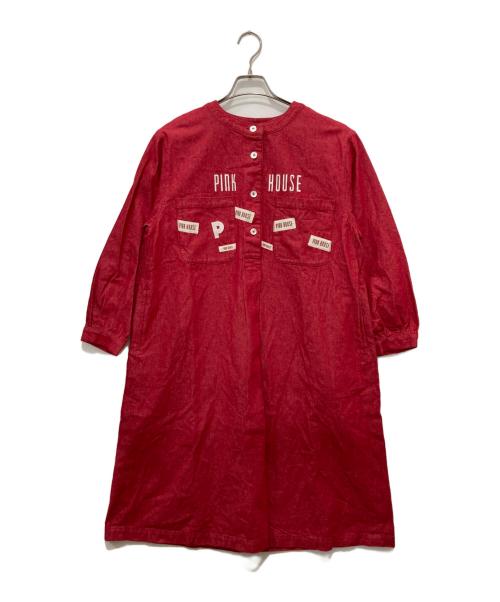 PINK HOUSE（ピンクハウス）PINK HOUSE (ピンクハウス) ネームワッペン使いデニムワンピース レッド サイズ:-の古着・服飾アイテム