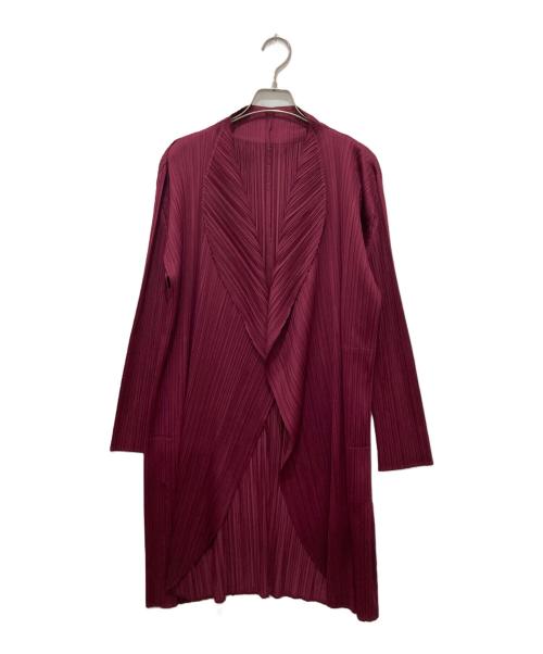 PLEATS PLEASE（プリーツプリーズ）PLEATS PLEASE (プリーツプリーズ) ロングカーディガン ボルドー サイズ:3の古着・服飾アイテム
