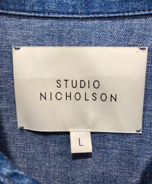 STUDIO NICHOLSON（スタジオ ニコルソン）STUDIO NICHOLSON (スタジオ ニコルソン) 半袖シャツ/リネン混シャツ/デニムシャツ インディゴ サイズ:Lの古着・服飾アイテム