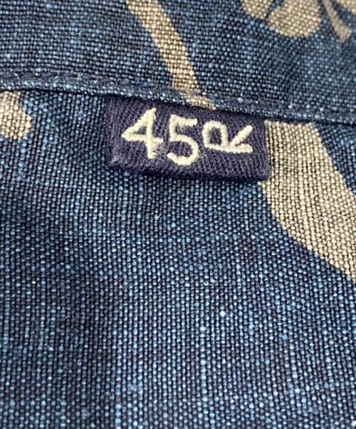 45R（フォーティファイブ・アール）45R (フォーティファイブ・アール) リネンロータスプリントのレイレイシャツ ネイビー サイズ:4の古着・服飾アイテム