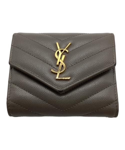 Saint Laurent Paris（サンローランパリ）Saint Laurent Paris (サンローランパリ) モノグラム マルチフォールドウォレット グレーの古着・服飾アイテム