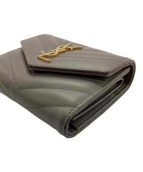 Saint Laurent Paris（サンローランパリ）Saint Laurent Paris (サンローランパリ) モノグラム マルチフォールドウォレット グレーの古着・服飾アイテム