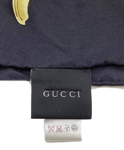 GUCCI（グッチ）GUCCI (グッチ) フラワープリントスカーフ ネイビーの古着・服飾アイテム