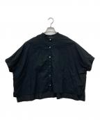mizuiro-indミズイロインド）の古着「バンドカラーコクーンシャツ」｜ブラック