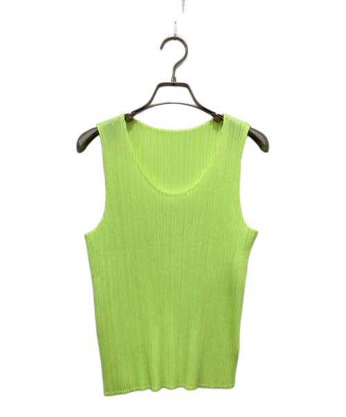 PLEATS PLEASE（プリーツプリーズ）PLEATS PLEASE (プリーツプリーズ) プリーツノースリーブカットソー グリーン サイズ:4の古着・服飾アイテム