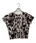 PLEATS PLEASEプリーツプリーズ）の古着「プリーツカットソー」｜ブラウン×ホワイト