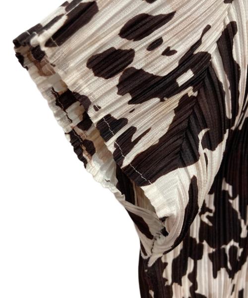 PLEATS PLEASE（プリーツプリーズ）PLEATS PLEASE (プリーツプリーズ) プリーツカットソー ブラウン×ホワイト サイズ:3の古着・服飾アイテム