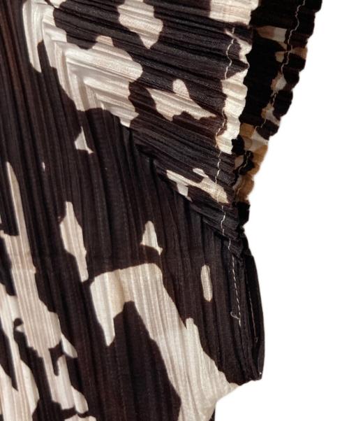 PLEATS PLEASE（プリーツプリーズ）PLEATS PLEASE (プリーツプリーズ) プリーツカットソー ブラウン×ホワイト サイズ:3の古着・服飾アイテム