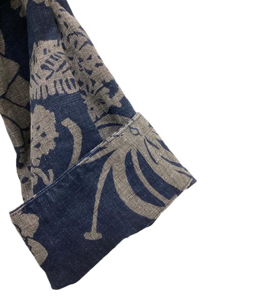 45R（フォーティファイブ・アール）45R (フォーティファイブ・アール) リネンロータスプリントのクローバーノットドレス グレー×ネイビー サイズ:2の古着・服飾アイテム