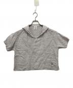 ORCIVALオーシバル）の古着「Linen Half Sleeve Sailor Pullover Shirt Check」｜グレー