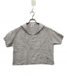ORCIVAL（オーシバル）の古着「Linen Half Sleeve Sailor Pullover Shirt Check」｜グレー