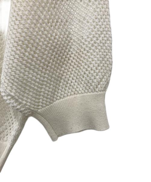 NOLLEY'S（ノーリーズ）NOLLEY'S (ノーリース) スパンコールメッシュ5分袖カーディガン ホワイト サイズ:38の古着・服飾アイテム