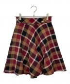 BLUE LABEL CRESTBRIDGEブルーレーベルクレストブリッジ）の古着「チェックウールビエラスカート」｜レッド