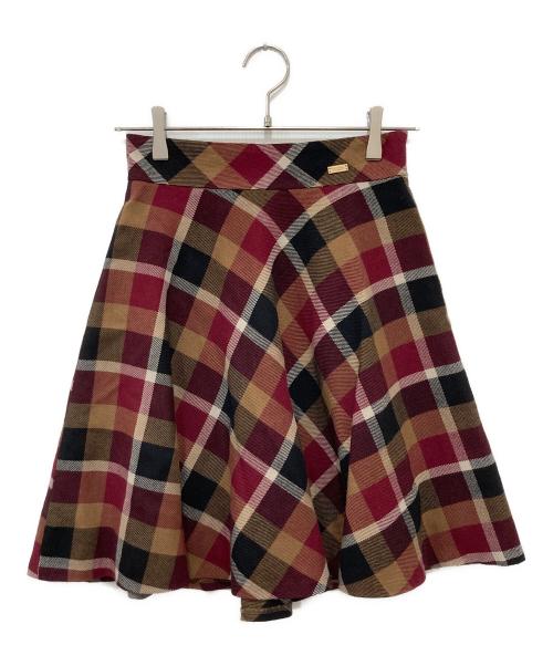 BLUE LABEL CRESTBRIDGE（ブルーレーベルクレストブリッジ）BLUE LABEL CRESTBRIDGE (ブルーレーベルクレストブリッジ) チェックウールビエラスカート レッド サイズ:36の古着・服飾アイテム