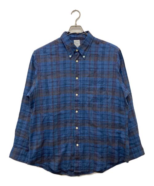 BROOKS BROTHERS（ブルックスブラザーズ）BROOKS BROTHERS (ブルックスブラザーズ) リネンチェックシャツ ブルー サイズ:XLの古着・服飾アイテム