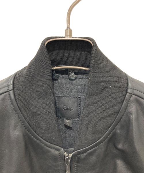 GAP（ギャップ）GAP (ギャップ) LEATHER BOMBER JACKET ブラック サイズ:Mの古着・服飾アイテム