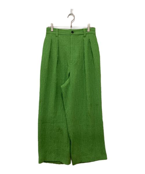 MAISON SPECIAL（メゾンスペシャル）MAISON SPECIAL (メゾンスペシャル) ポコポコ2タックインタックワイドパンツ グリーン サイズ:Mの古着・服飾アイテム