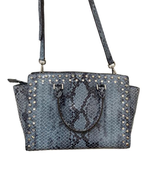MICHAEL KORS（マイケル・コース）MICHAEL KORS (マイケルコース) スネークスキントートバッグ ブルーの古着・服飾アイテム