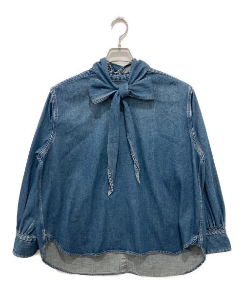 45R（フォーティファイブ・アール）45R (フォーティファイブ・アール) プチデニムのリボンブラウス インディゴ サイズ:2の古着・服飾アイテム
