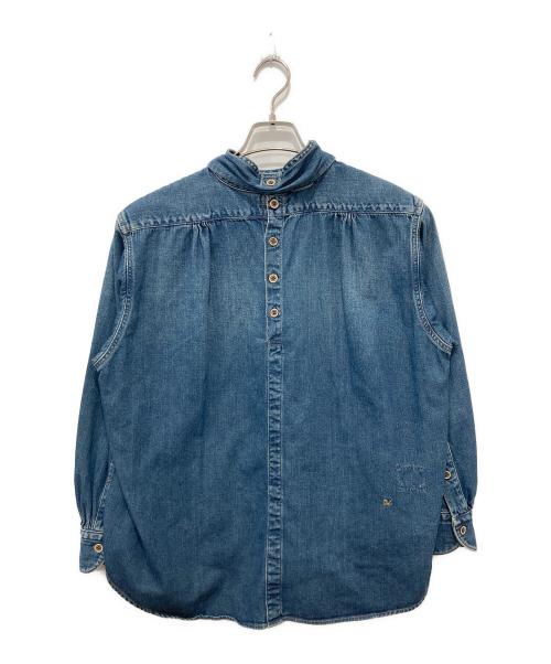 45R（フォーティファイブ・アール）45R (フォーティファイブ・アール) プチデニムのリボンブラウス インディゴ サイズ:2の古着・服飾アイテム
