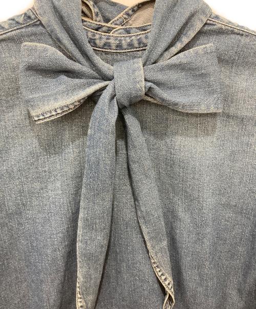 45R（フォーティファイブ・アール）45R (フォーティファイブ・アール) プチデニムのリボンブラウス インディゴ サイズ:2の古着・服飾アイテム