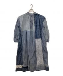 45R（フォーティファイブ・アール）の古着「インディゴパッチワークのスモックドレス」｜ブルー