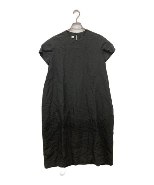 45R（フォーティファイブ・アール）45R (フォーティファイブ・アール) リネンの半袖ぽよんドレス ブラック サイズ:-の古着・服飾アイテム