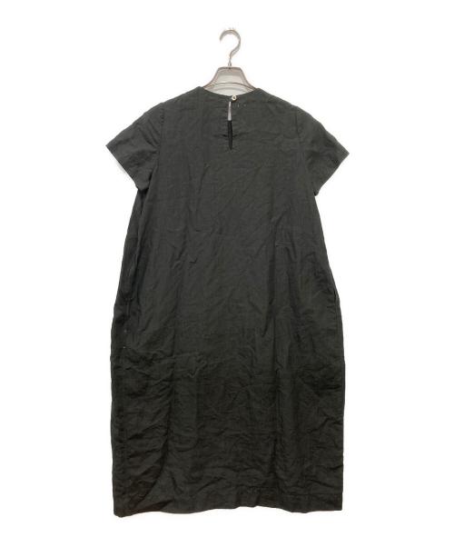 45R（フォーティファイブ・アール）45R (フォーティファイブ・アール) リネンの半袖ぽよんドレス ブラック サイズ:-の古着・服飾アイテム