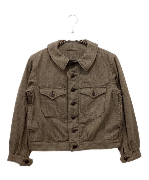 45R（フォーティファイブ・アール）45R (フォーティファイブ・アール) ミニヘリンボンコットンツイードのアニーブルゾン ブラウン サイズ:2の古着・服飾アイテム