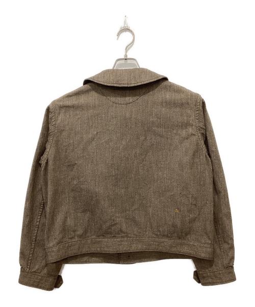 45R（フォーティファイブ・アール）45R (フォーティファイブ・アール) ミニヘリンボンコットンツイードのアニーブルゾン ブラウン サイズ:2の古着・服飾アイテム