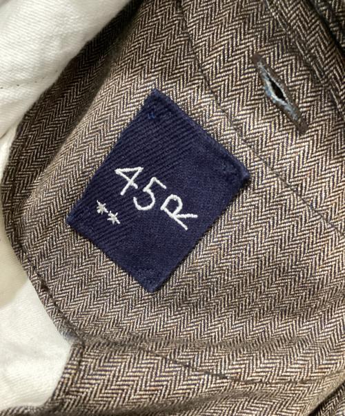 45R（フォーティファイブ・アール）45R (フォーティファイブ・アール) ミニヘリンボンコットンツイードのアニーブルゾン ブラウン サイズ:2の古着・服飾アイテム