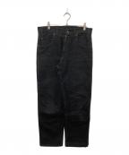 prison blueプリズンブルー）の古着「ダブルニーブラックデニムパンツ」｜ブラック