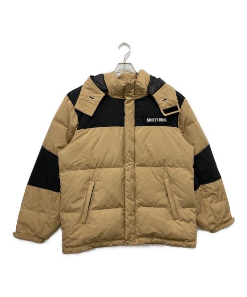 Schott（ショット）Schott (ショット) クラシックツートンダウンジャケット ブラック×ベージュ サイズ:Lの古着・服飾アイテム