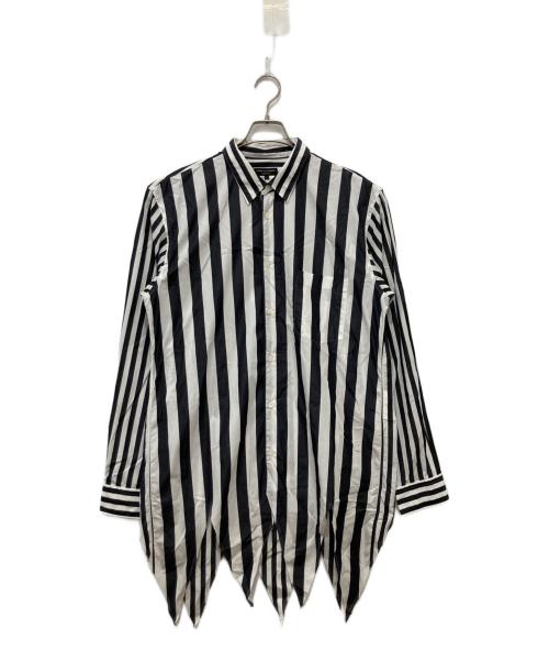 COMME des GARCONS HOMME PLUS（コムデギャルソンオムプリュス）COMME des GARCONS HOMME PLUS (コムデギャルソンオムプリュス) アシンメトリックヘムストライプシャツ グレー×ホワイト サイズ:Lの古着・服飾アイテム