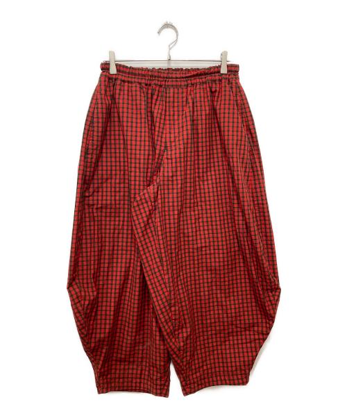 BLACK COMME des GARCONS（ブラックコムデギャルソン）BLACK COMME des GARCONS (ブラックコムデギャルソン) チェックワイドパンツ レッド サイズ:Mの古着・服飾アイテム