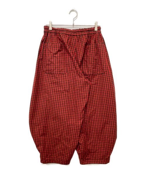 BLACK COMME des GARCONS（ブラックコムデギャルソン）BLACK COMME des GARCONS (ブラックコムデギャルソン) チェックワイドパンツ レッド サイズ:Mの古着・服飾アイテム