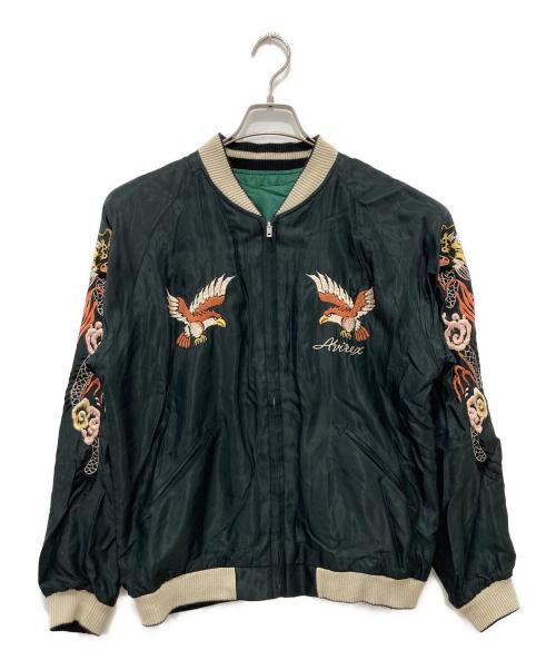 AVIREX（アヴィレックス）AVIREX (アヴィレックス) 東洋エンタープライズ (トウヨウエンタープライズ) SUKA JACKET 50th JAPAN MAP ブラック×グリーン サイズ:Lの古着・服飾アイテム